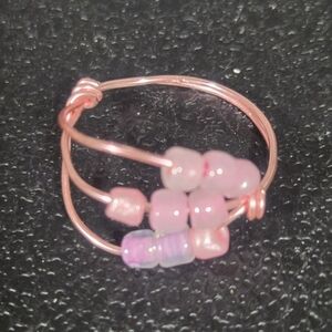Hand Crafted Pink Beaded Stackable Fidget Ring